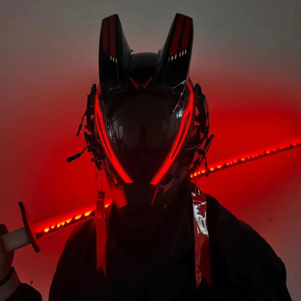 JAUPTO LED Techwear Mask - Futuristic Glowing Accessory for Events