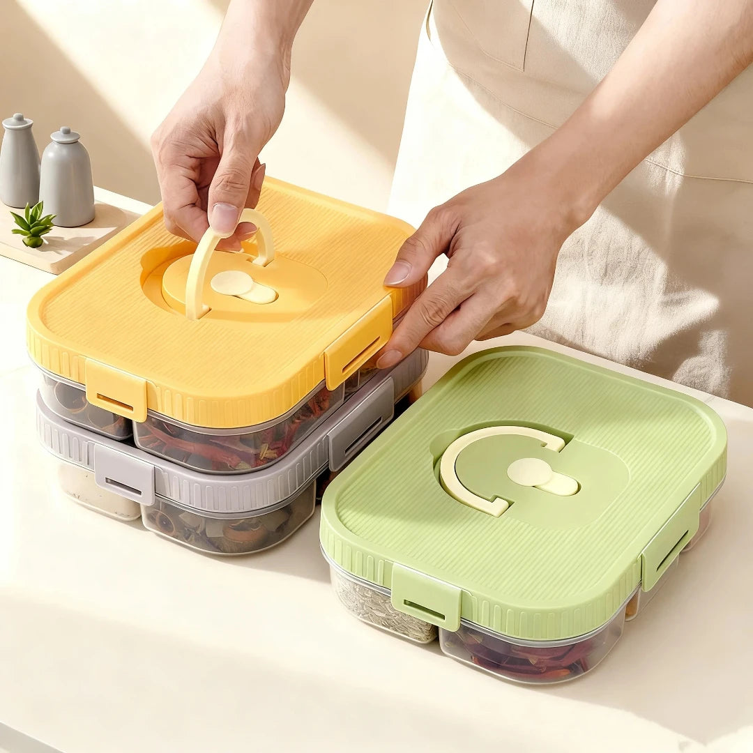 Divided Spice Storage Box - Moisture & Insect Proof Organizer