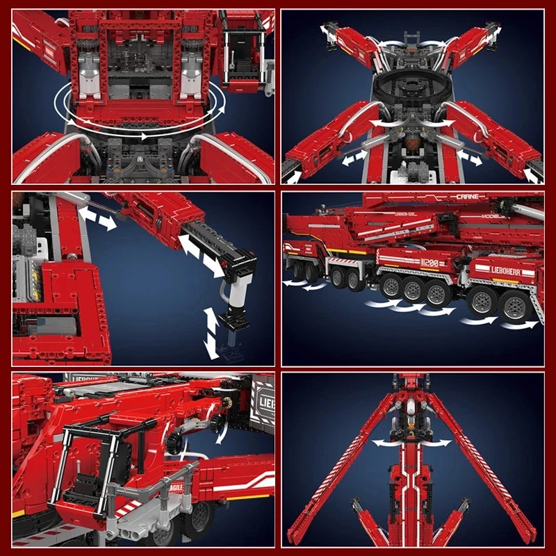 MOULD KING Motorized LTM 11200 Crane Truck Building Kit - 8506 Pcs