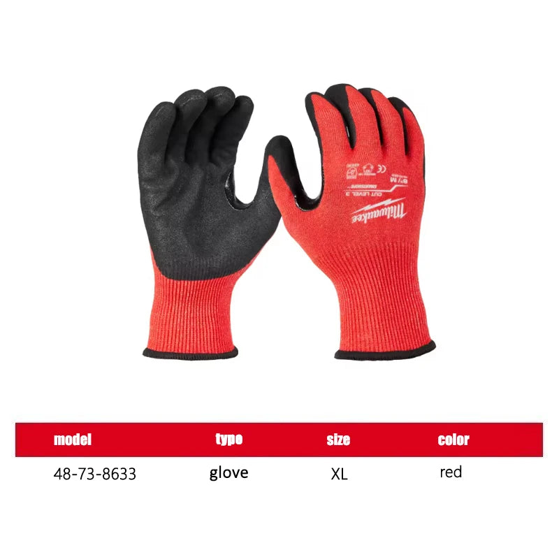 Milwaukee Cut Level 3 Nitrile Dipped Work Gloves - Heavy Duty Protection