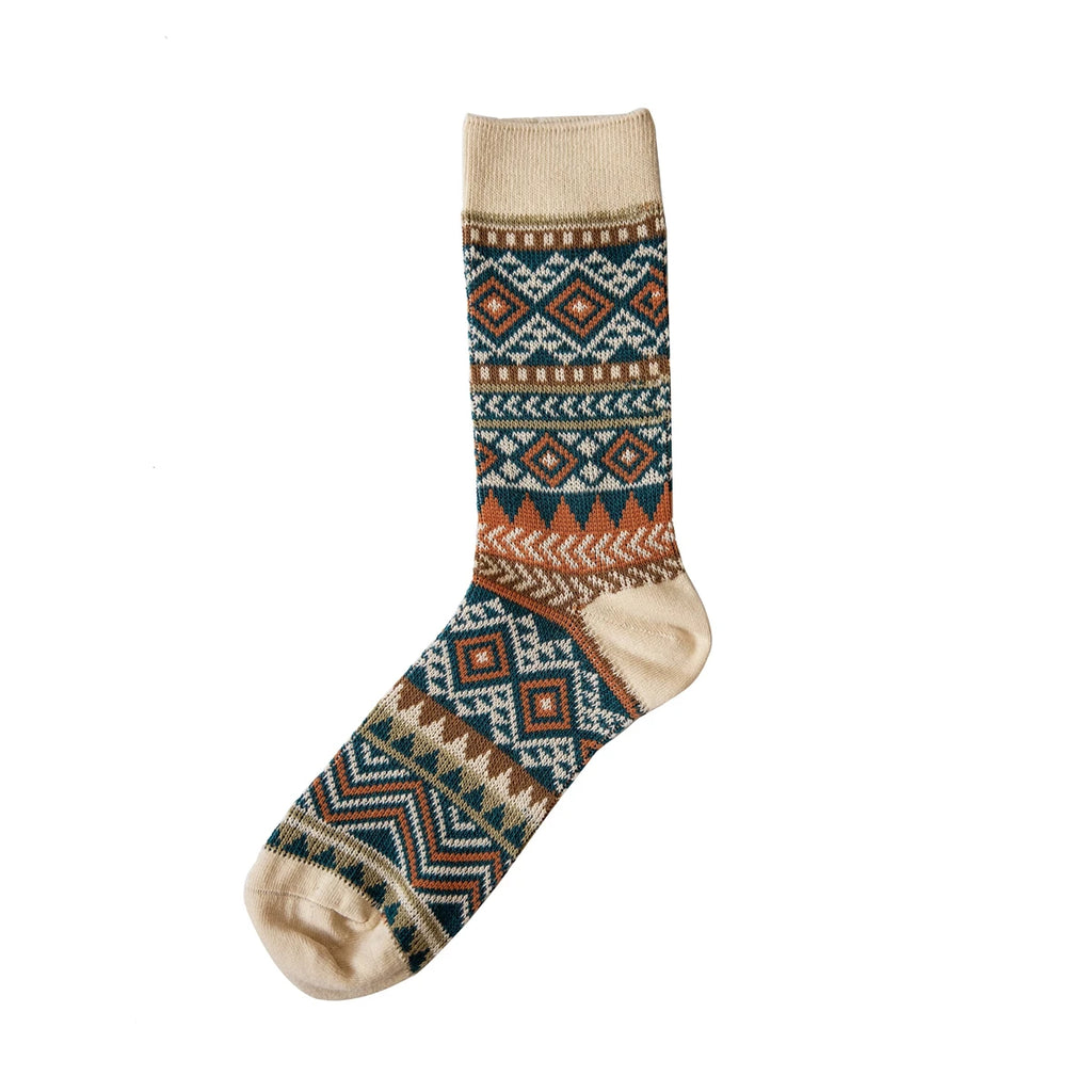 5 Pairs Vintage Fair Isle Crew Socks for Boots - Stylish Comfort
