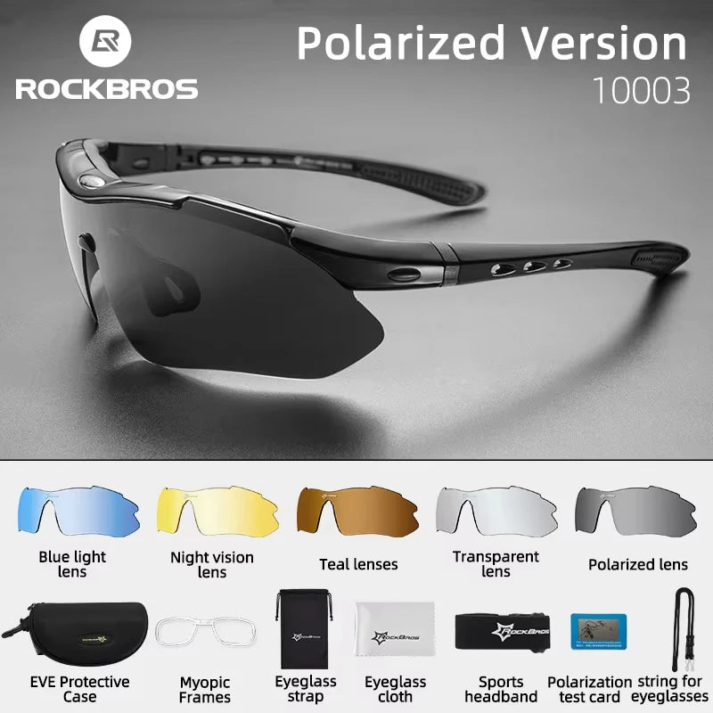 ROCKBROS Polarized Cycling Sunglasses with 5 Interchangeable Lenses