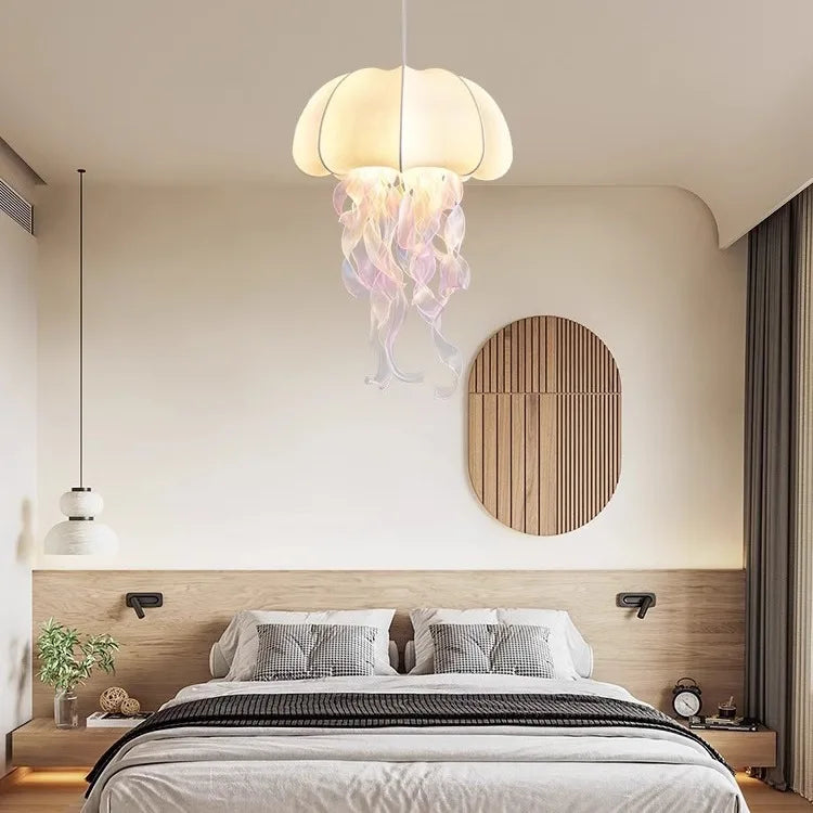 Elegant Silk Jellyfish Pendant Chandelier for Bedroom & Bar