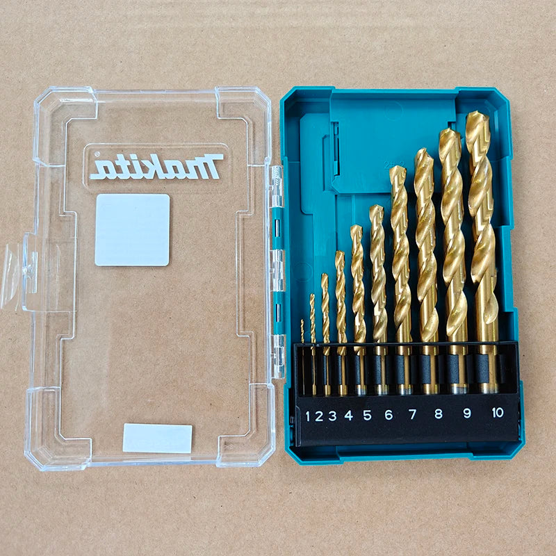 Makita 10PC HSS-TiN Titanium Drill Bit Set | Precision Metal & Wood