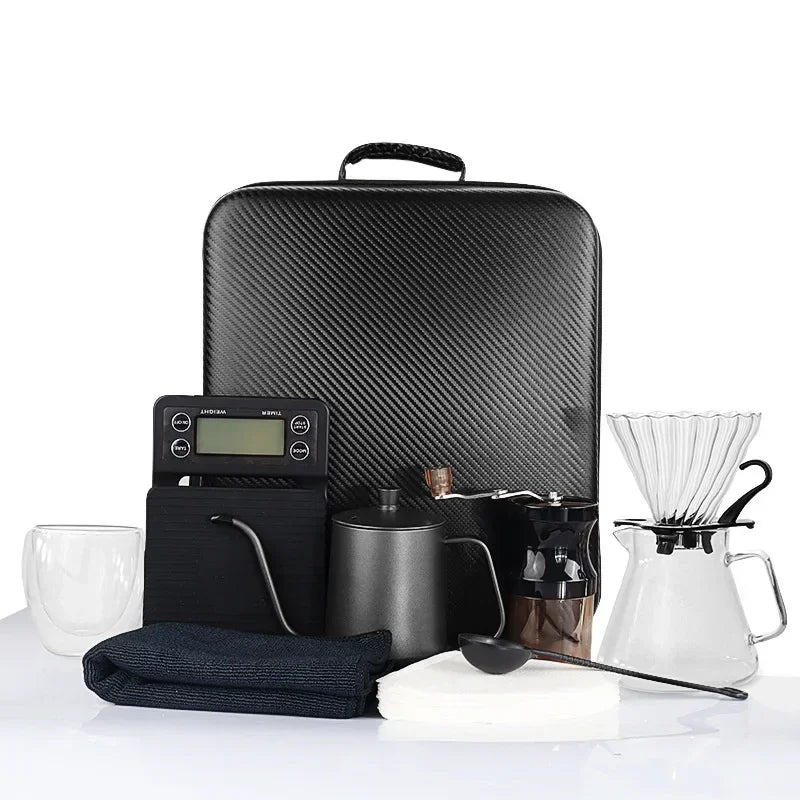 Portable Manual Coffee Grinder & Drip Kettle Set - Ideal for Camping