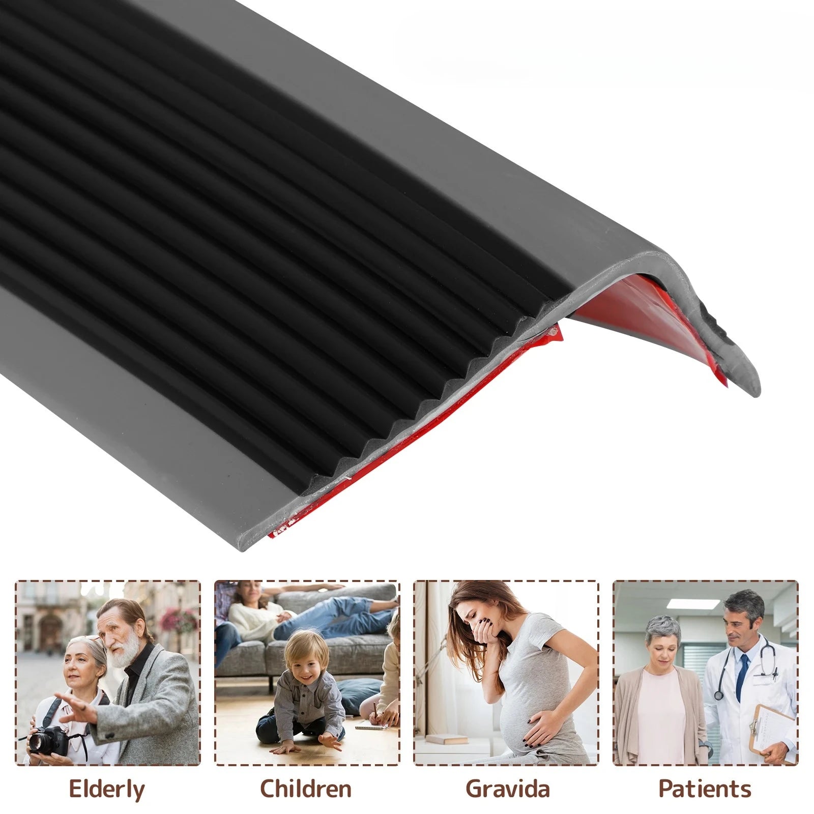 Non-Slip Stair Edge Protector - Self-Adhesive PVC Trim, 2m L-Shape