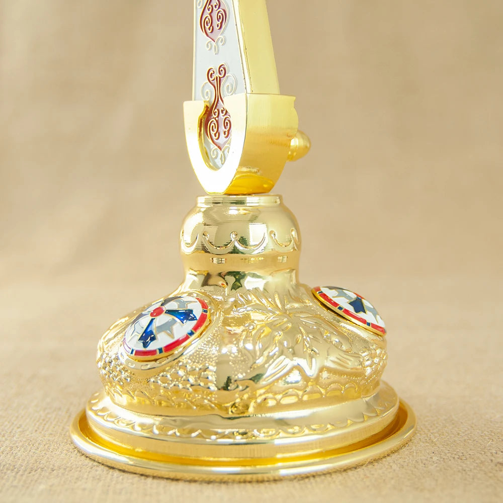 Gold-Plated Cross Stand - Elegant Religious Home Decor