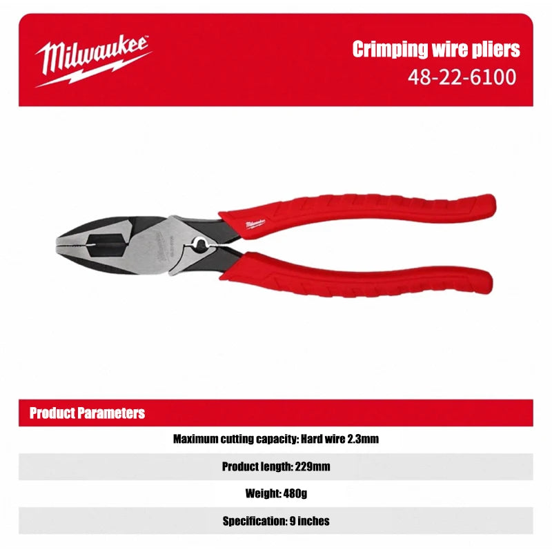 Milwaukee 9-Inch High-Leverage Lineman's Pliers with Comfort Grip