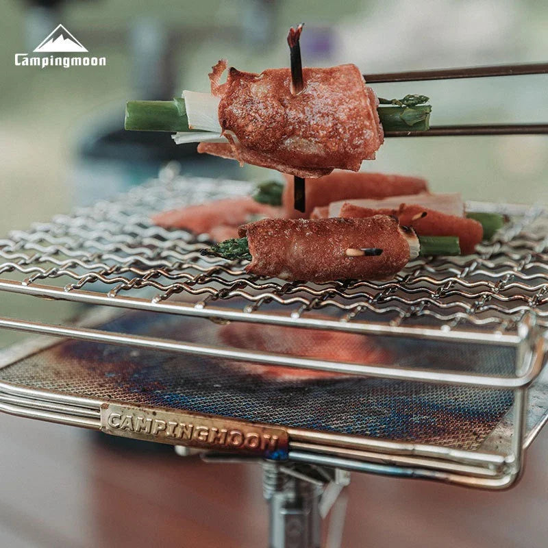Stainless Steel Folding Grill Net for Outdoor Cooking - Space-Saving Design