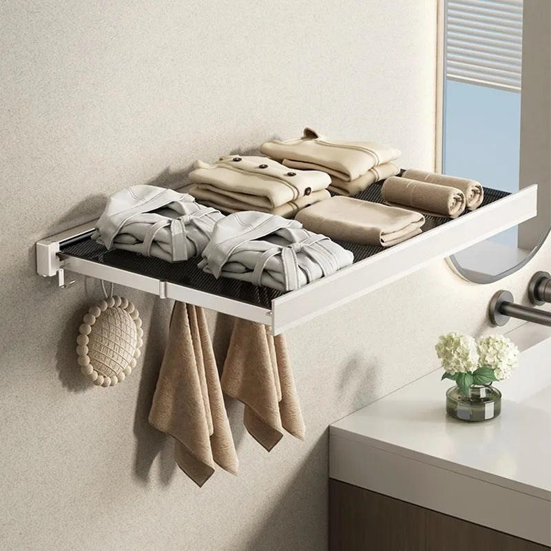 Retractable Wall-Mounted Towel Rack - Space-Saving Storage Solution