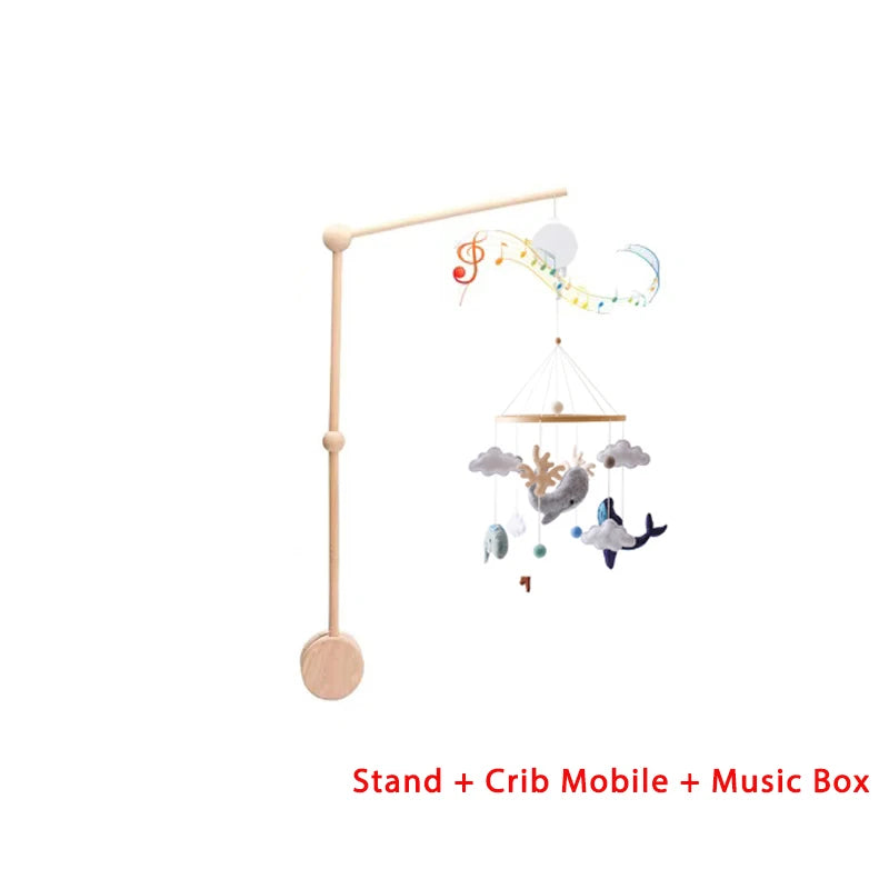 Dreamy Wooden Crib Mobile with Soft Felt Cartoon Bear & Gentle Bells
