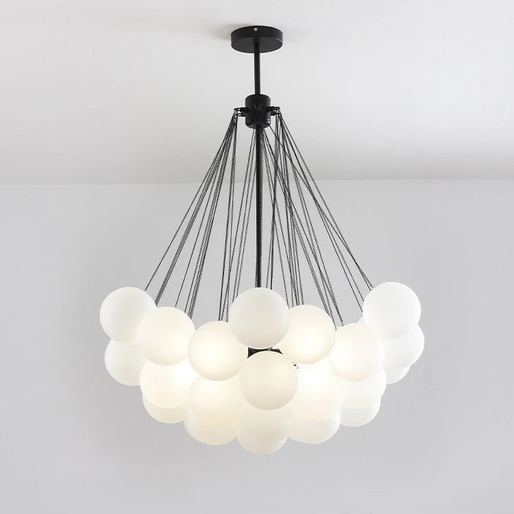 Nordic Bubble Ball Chandelier - Stylish Cream Glass Pendant Lamp