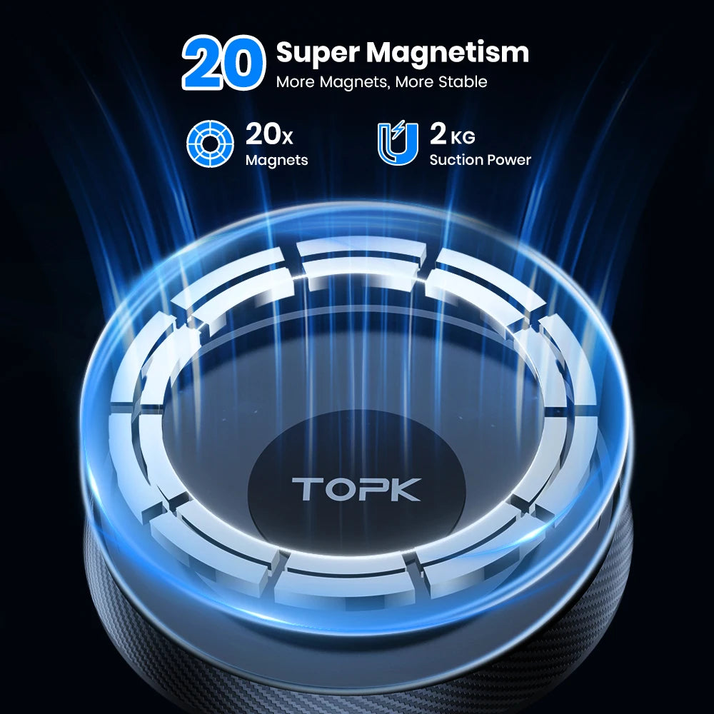 TOPK Magnetic Universal Car Phone Holder - 360° Rotating Mount
