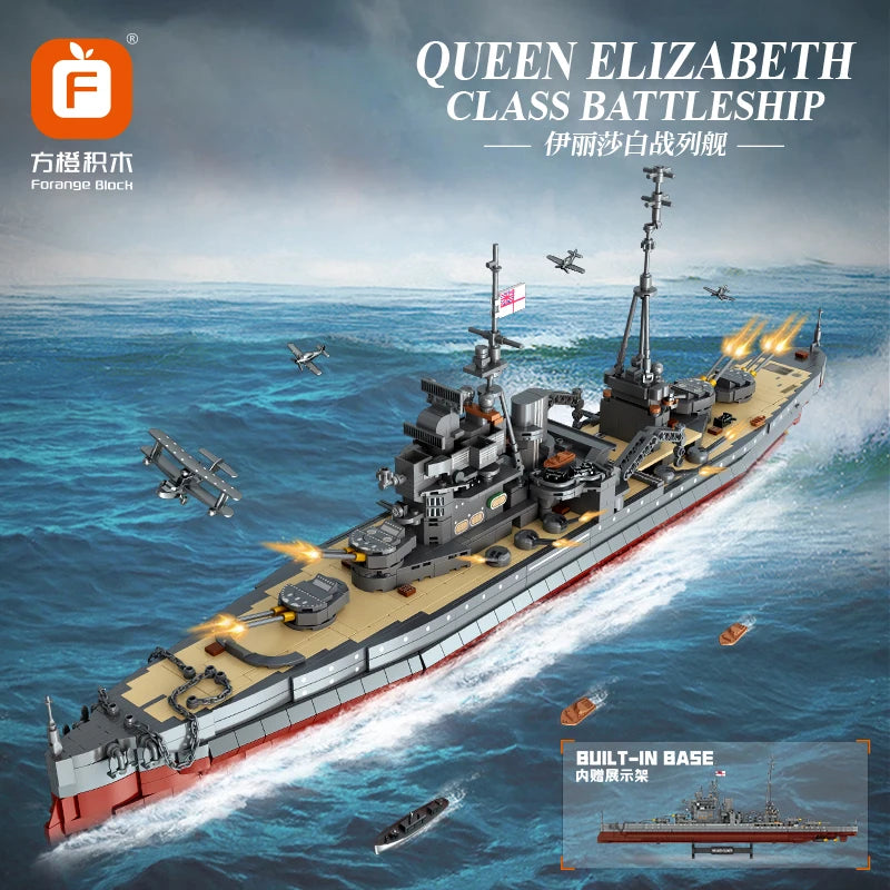 2277PCS WWII Battleship Building Blocks Set for Kids - Elizabeth Class
