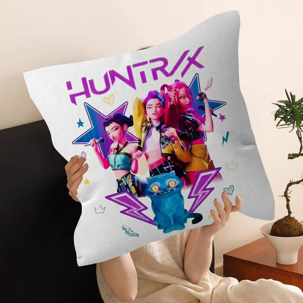 Kop-Cartoon K-Pop Demon Hunters Cushion Cover - Home Decor Pillow