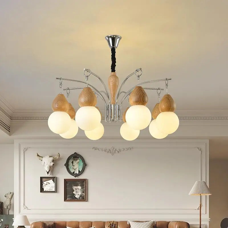 Elegant Walnut Chandelier | Eye Protection Pendant Light for Home