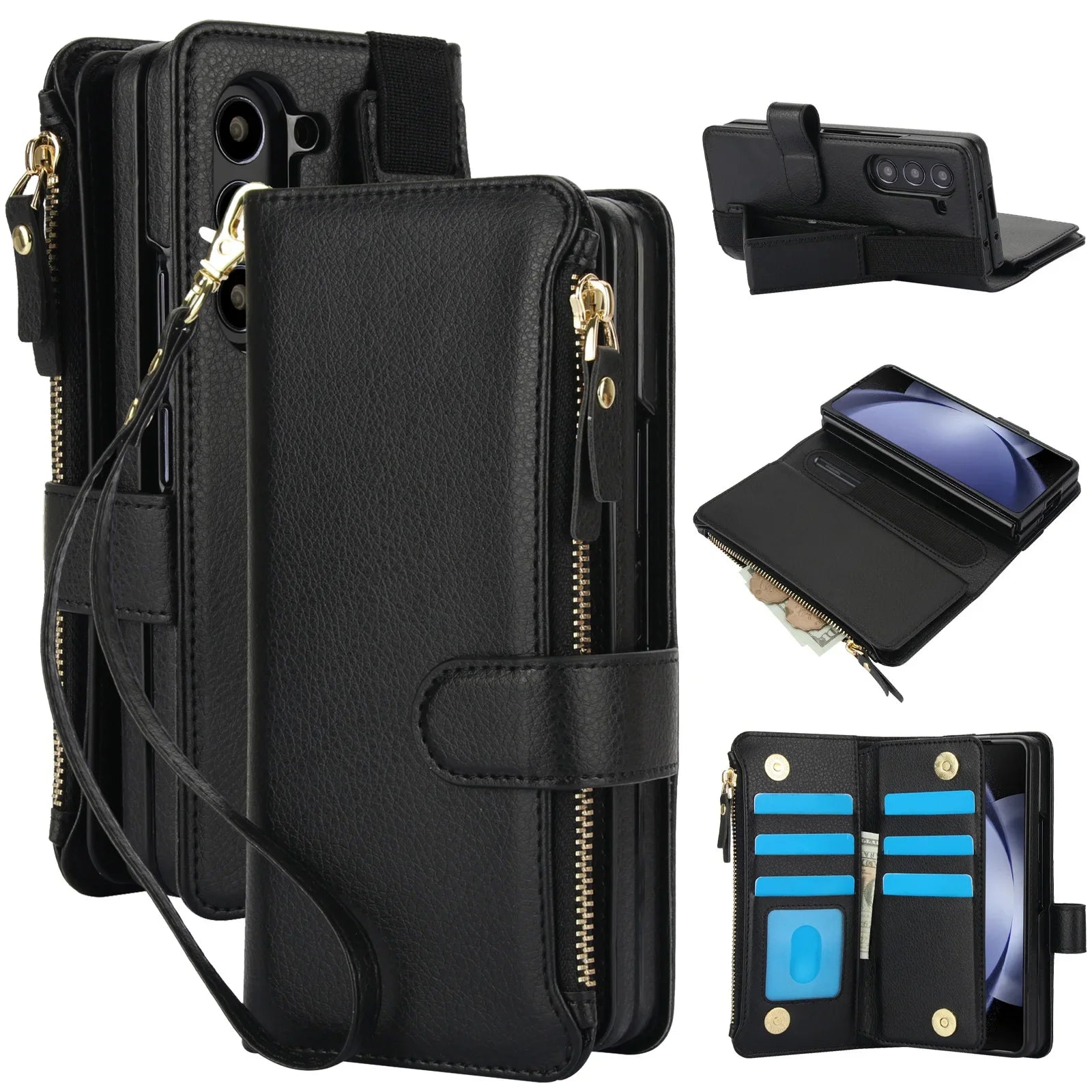 Premium Crossbody Leather Phone Case for Samsung Galaxy Z Fold 3-7