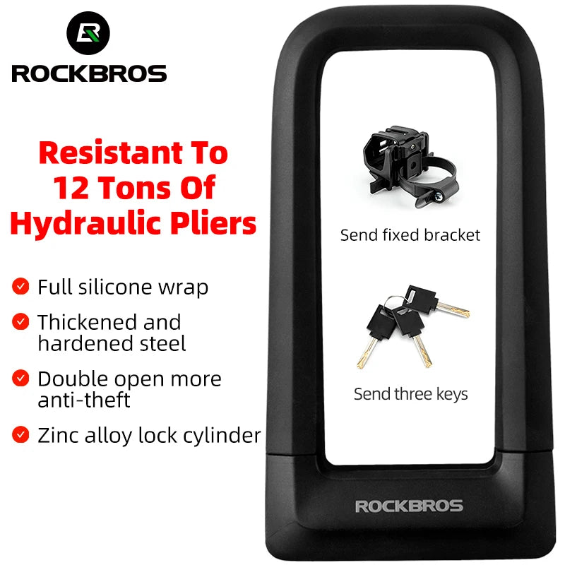 ROCKBROS U-Shaped Anti-Theft Lock for Bikes & Scooters | Durable Security