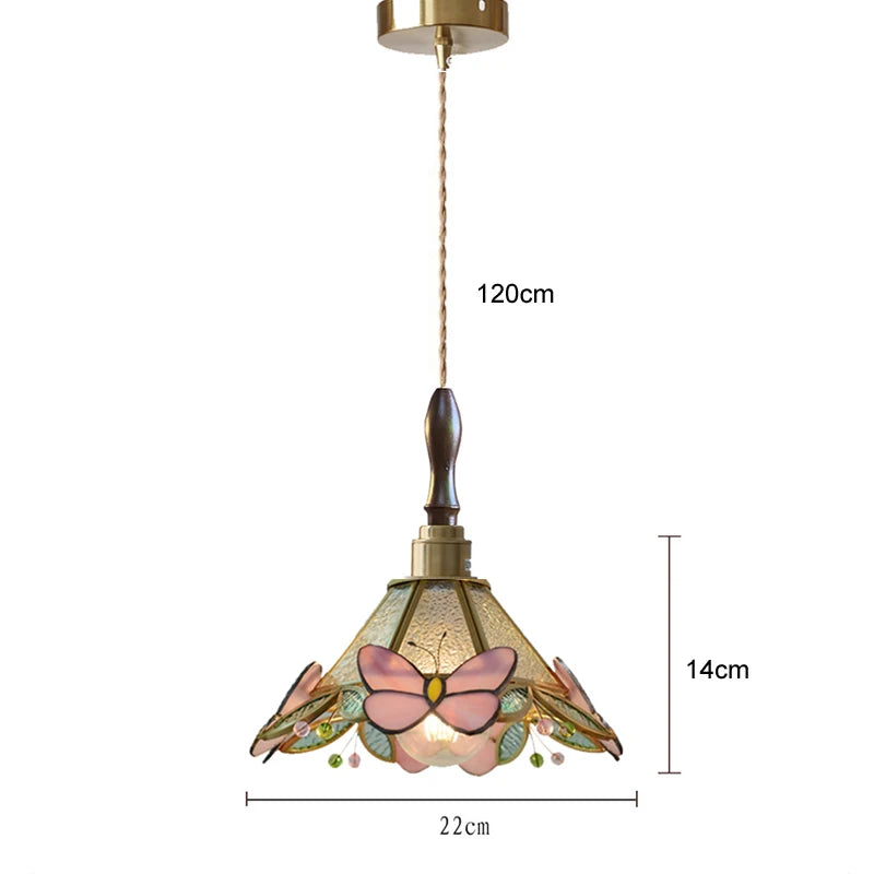 Butterfly Glass Copper LED Pendant Lamp for Modern Indoor Decor