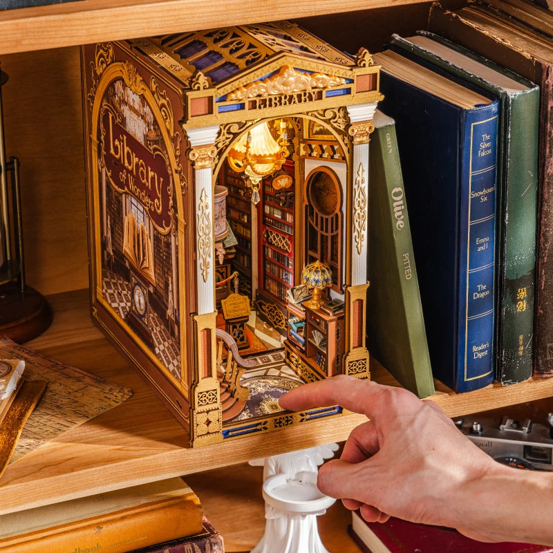 ROBOTIME Library of Wonders: 3D Wooden Puzzle Book Nook Diorama