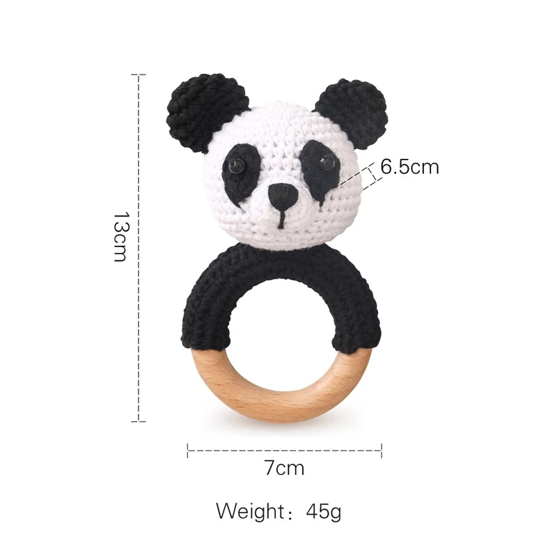Bopoobo Baby Crochet Rattle Toy - Soft Wooden Teether & Infant Gym