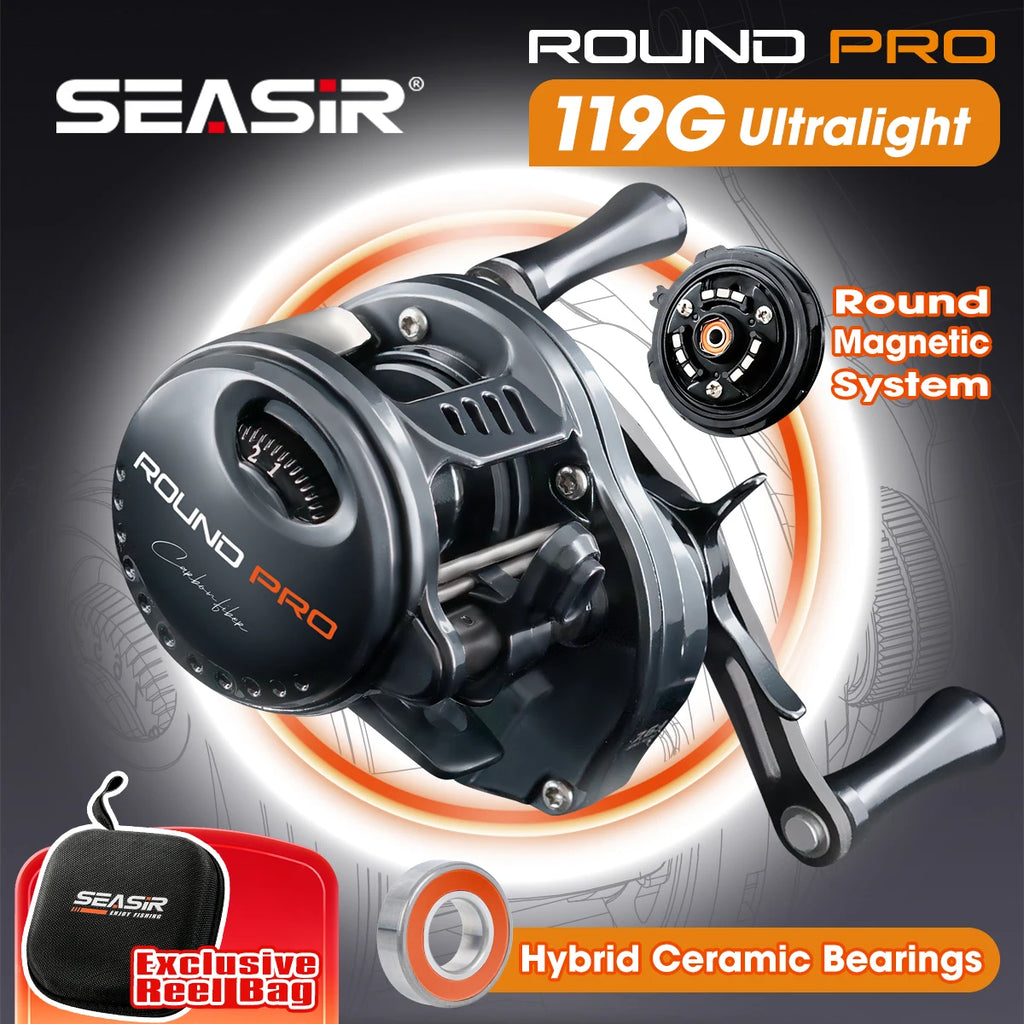 SEASIR Ultralight Carbon Fiber Baitcasting Fishing Reel 7.6:1 Drag