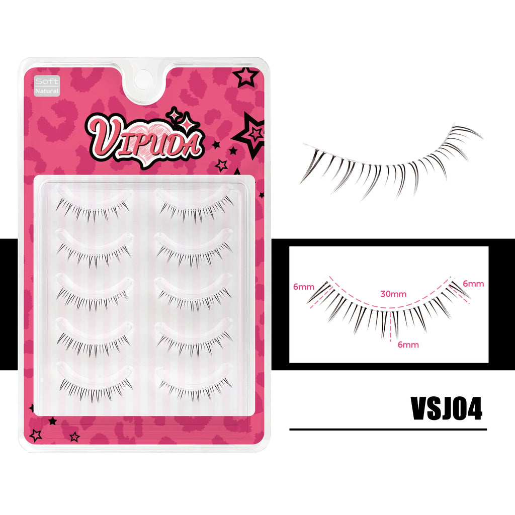 10 Pairs Manga Lower Eyelashes - Wispy Under Eye Lashes for Cosplay