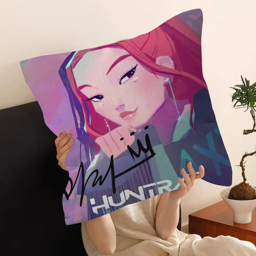 Kop-Cartoon K-Pop Demon Hunters Cushion Cover - Home Decor Pillow
