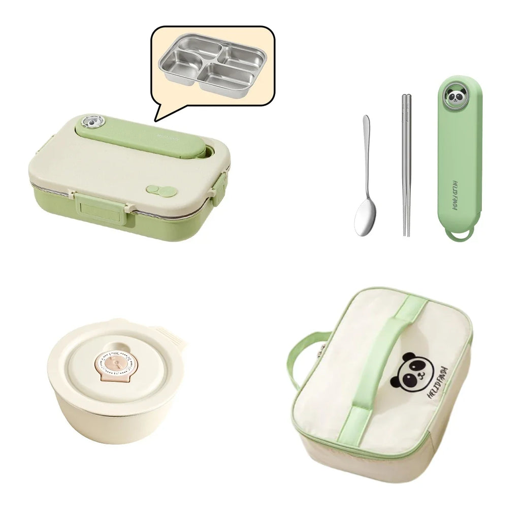 WORTHBUY Eco-Friendly Stainless Steel Bento Box - Microwave Safe