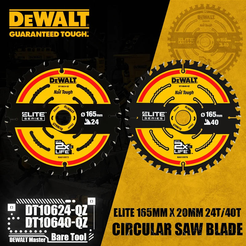 DEWALT Elite Circular Saw Blade 165mm - Choose 24T or 40T