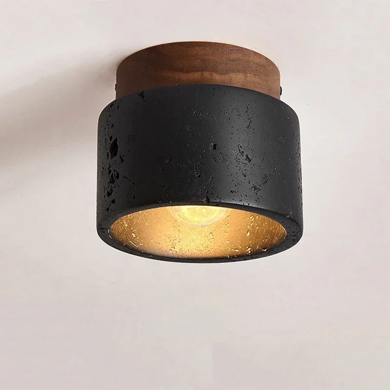 Modern Black Cave Stone Ceiling Lamp for Elegant Home Lighting
