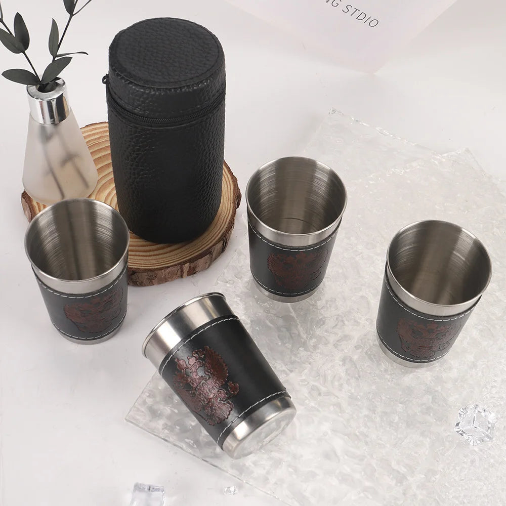4pcs Stainless Steel Outdoor Travel Cups Set - Perfect for Camping