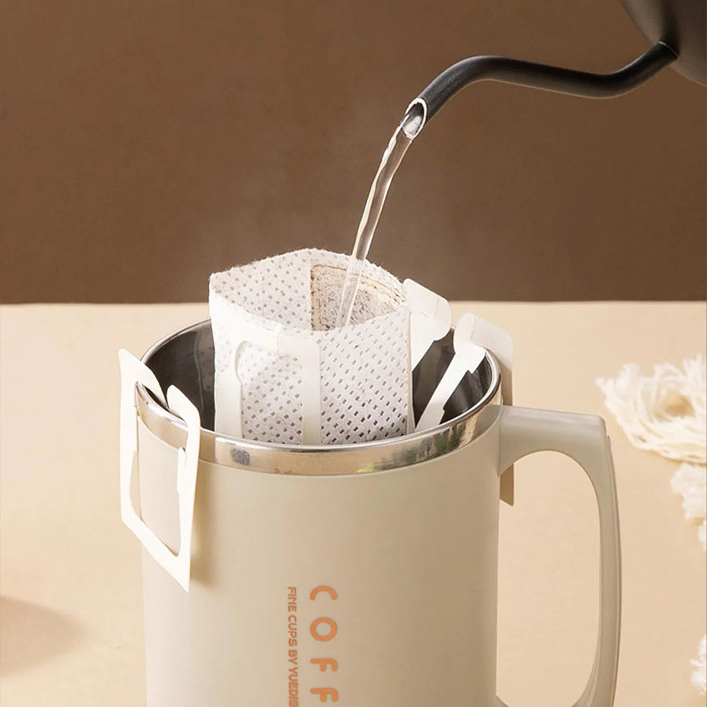 Double Wall Insulated Coffee Mug with Spoon - 304 Stainless Steel