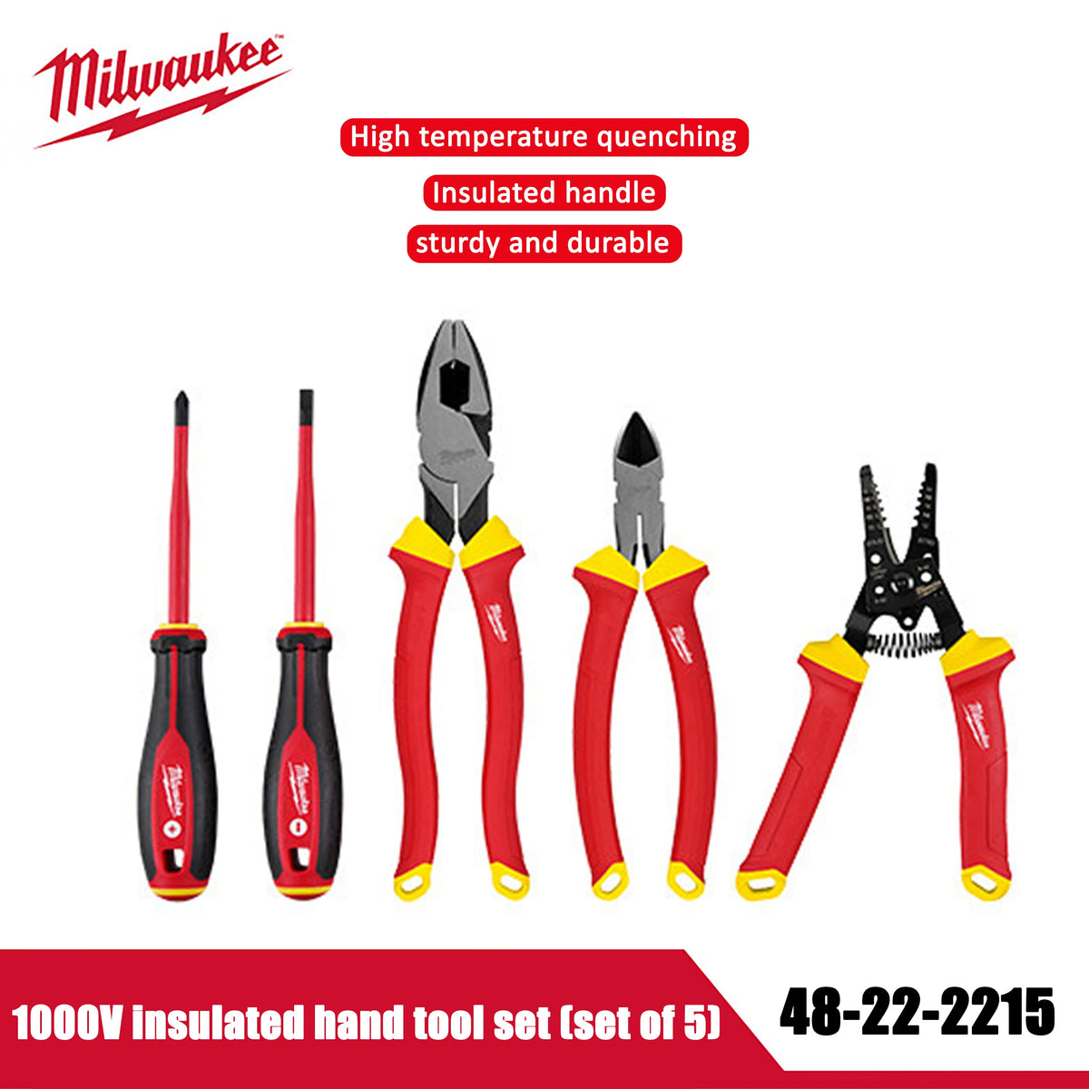 Milwaukee 5-Pack Insulated Electrician Tool Set - Safe & Durable
