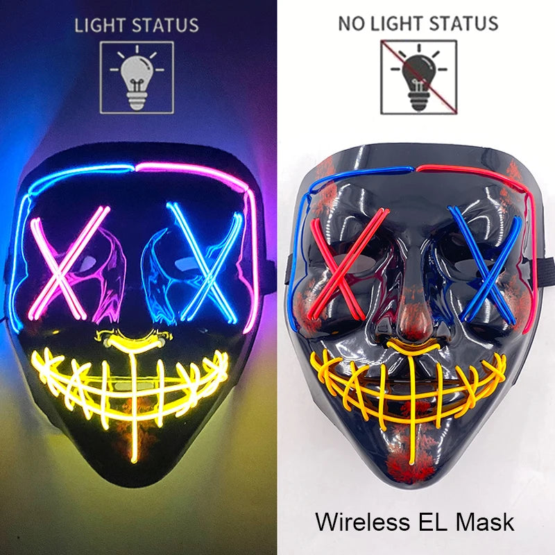 Glow-in-the-Dark Wireless LED Purge Mask for Halloween Cosplay
