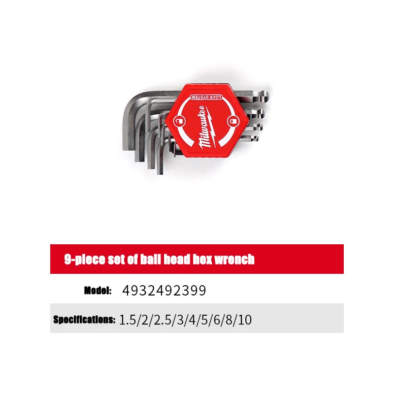 Milwaukee 9-Piece L-Shaped Hex Key Wrench Set - Compact & Versatile