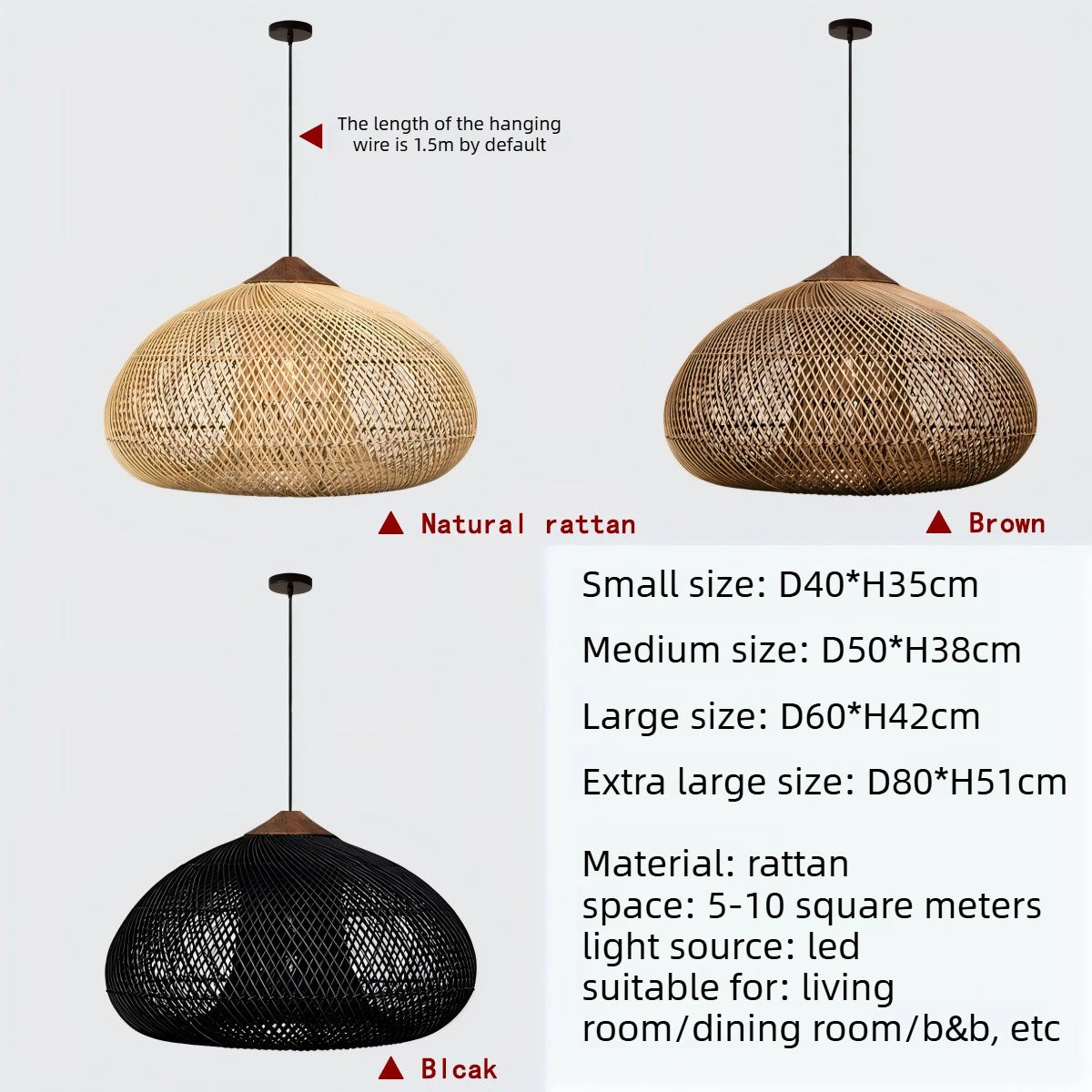 Japanese Wabi-Sabi Hand-Woven Rattan Pendant Light - Boho E27 Lamp