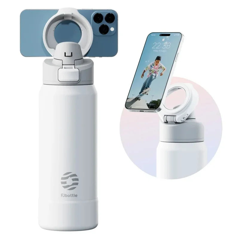 FEIJIAN Insulated Stainless Steel Sports Water Bottle with Phone Holder