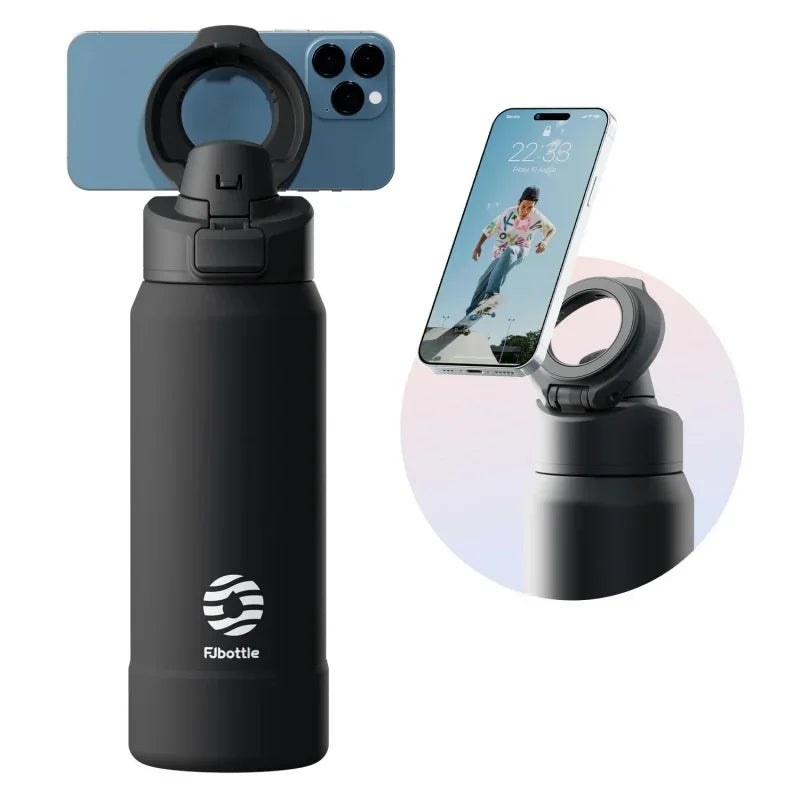 FEIJIAN Insulated Stainless Steel Sports Water Bottle with Phone Holder