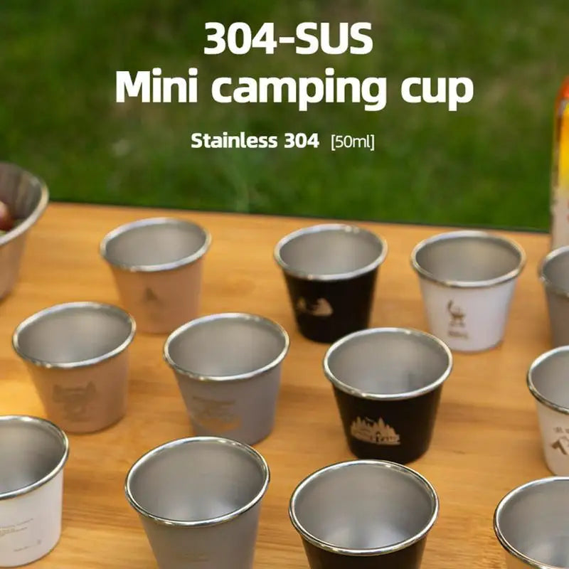 4PCS Portable Stainless Steel Outdoor Cups Set for Hiking & Camping