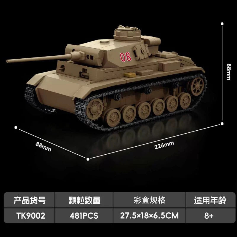MOC Afrika Korps Panzer III Tank Model Building Blocks Toy