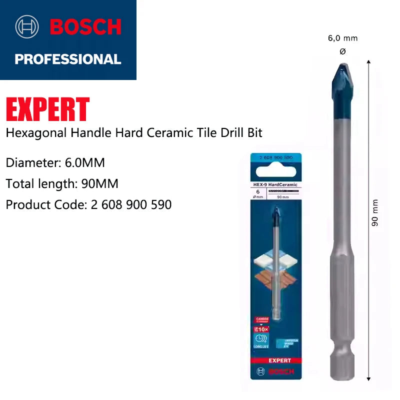 BOSCH HEX-9 Hard Ceramic Drill Bits for Tough Tiles - Expert Quality