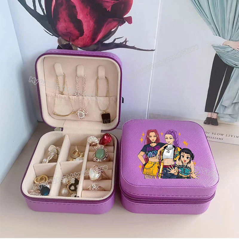 KPOP Jewelry Organizer Box - Stylish Travel Storage for Earrings & Necklaces