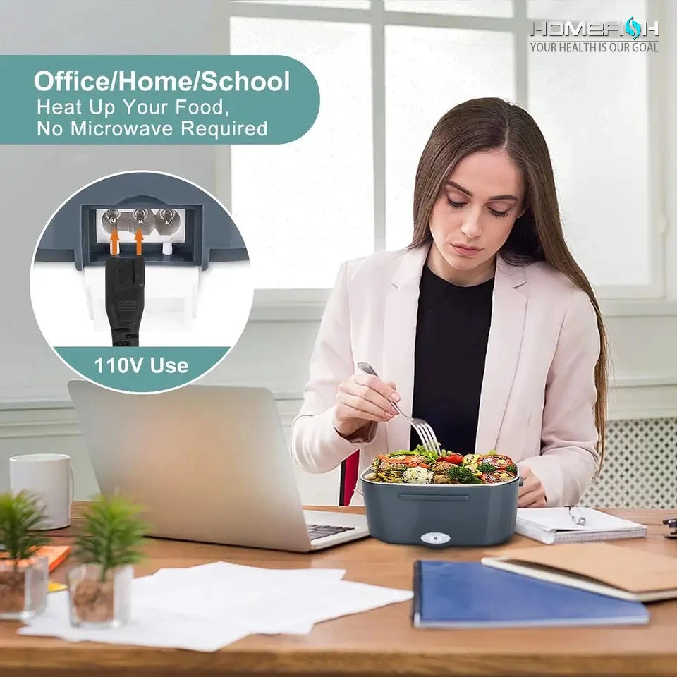 HOMEFISH 1.5L Portable Electric Lunch Box - Leak-Proof Food Warmer