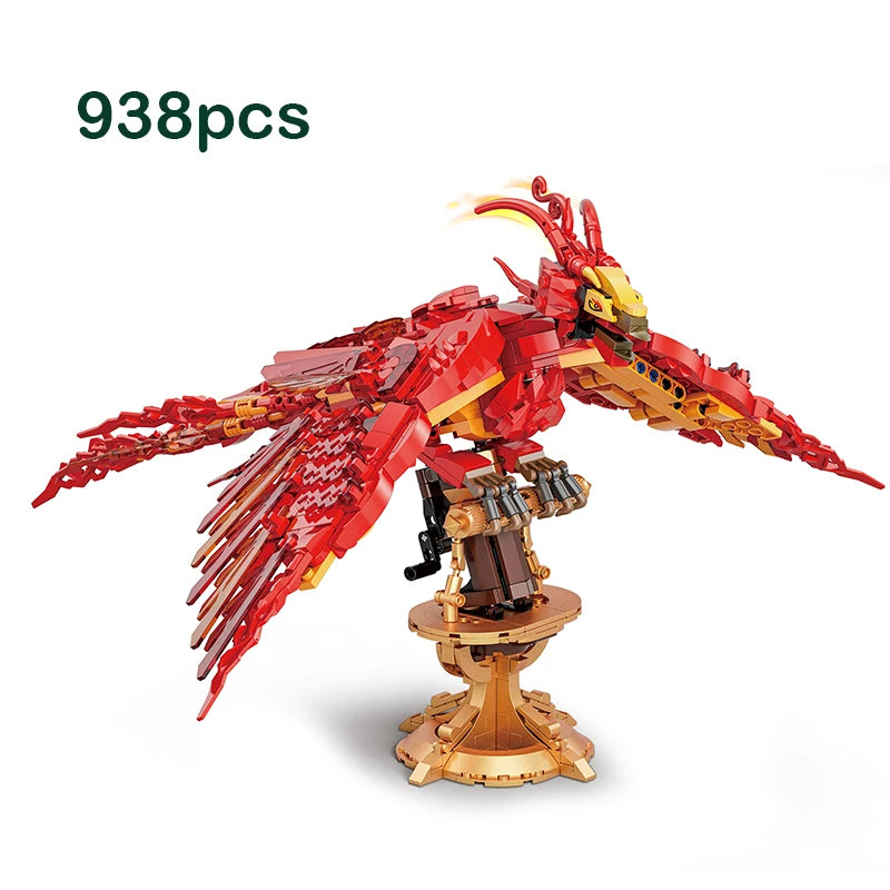 Fire Phoenix Kids Building Blocks - Mythical Bird Model Toy
