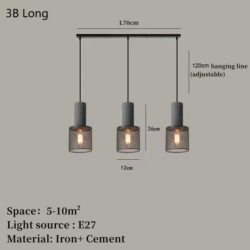 Vintage Industrial Cement Pendant Light - E27 LED Chandelier