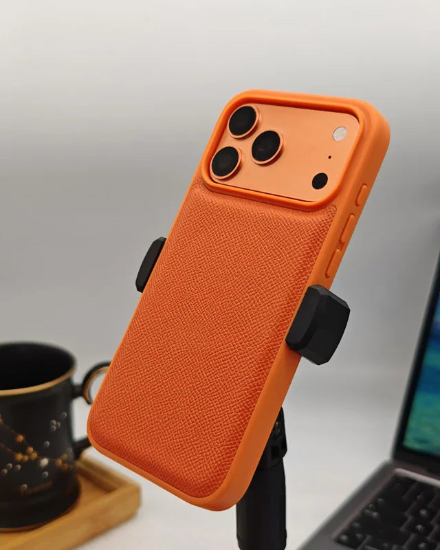 Stylish Orange PU Leather Phone Case for iPhone 17 Series
