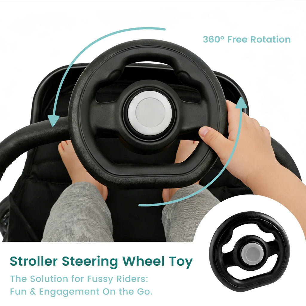 Fun Stroller Steering Wheel with Honking Sound & 360° Rotation