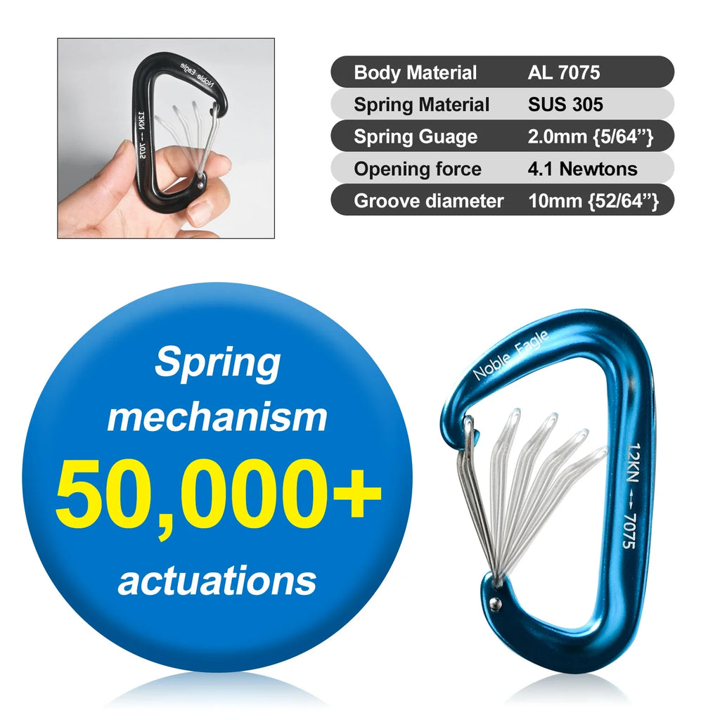 6Pcs Heavy Duty Aluminum Carabiner Set for Camping & Climbing