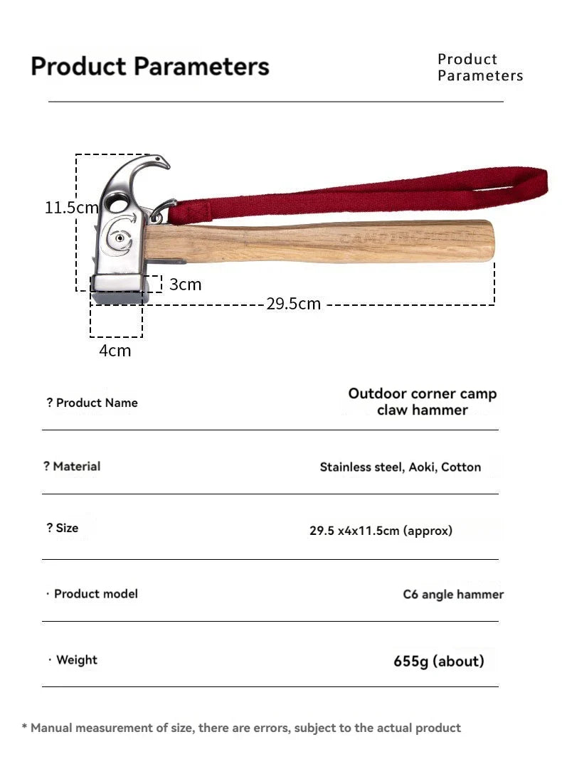 CAMPINGMOON C6 Viper Camping Hammer - Stainless Steel & Portable